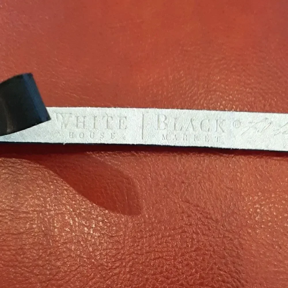 White House Black Market Black Leather Belt with Blue Stones